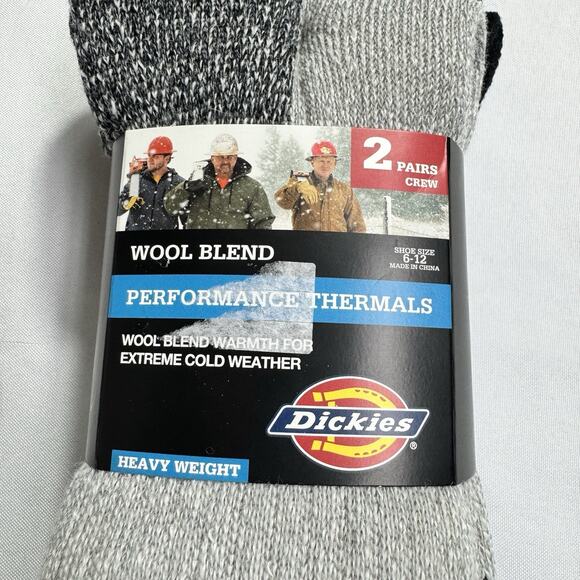 Dickies Wool Blend Performance Thermals Crew Socks 2 Pairs Men's Shoe Size 6-12 - Picture 2 of 7